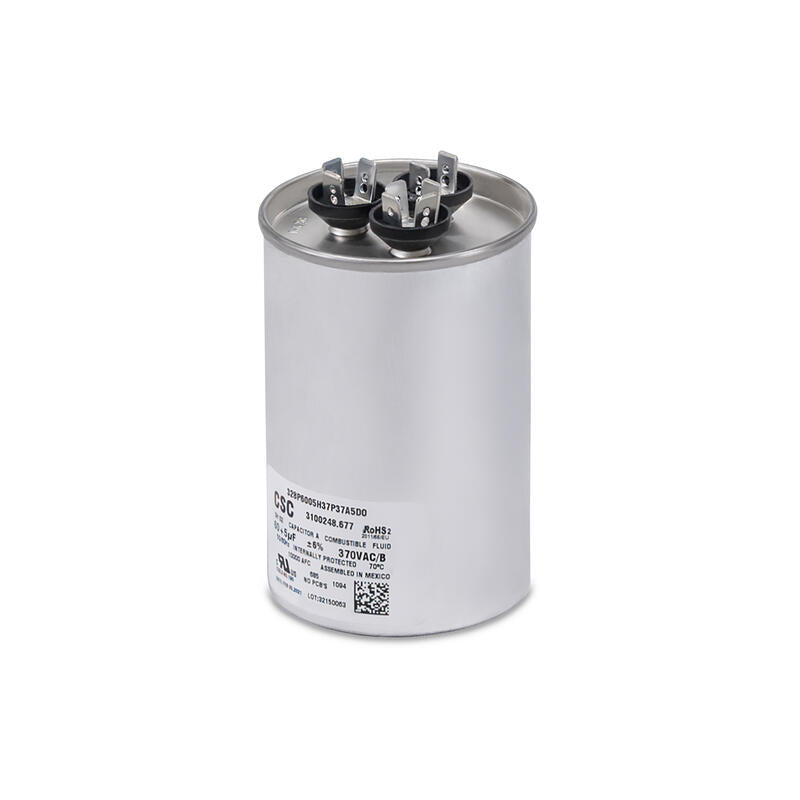 Air Conditioner Capacitor; Replacement For Dometic 641416/ 641516/ 641716/ 641816/ 641916 Penguin Series Air Conditioners And 630516/ 651516/ 651816/ 651916 Penguin Series Heat Pumps; 45/ 15 MicroFarad;  Manufacturer Part #:  3313107.006